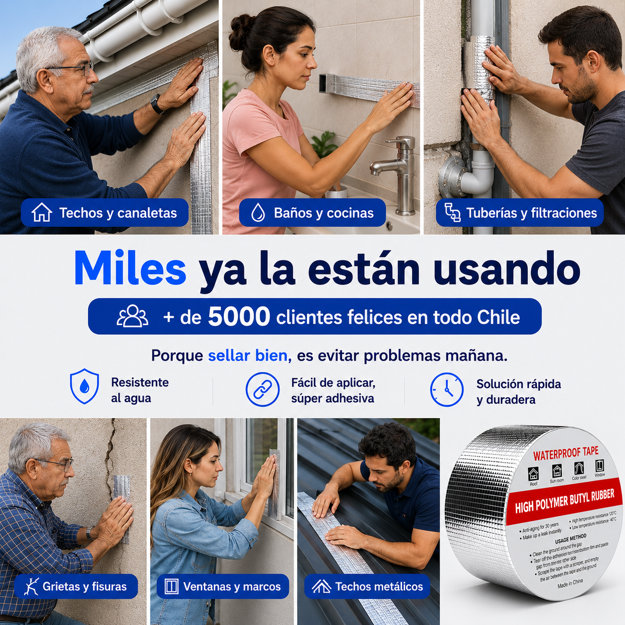 Pack 2x1 SÓLO POR HOY/ Fugastop™ / Cinta de butilo impermeable (10CM X 5 MT)