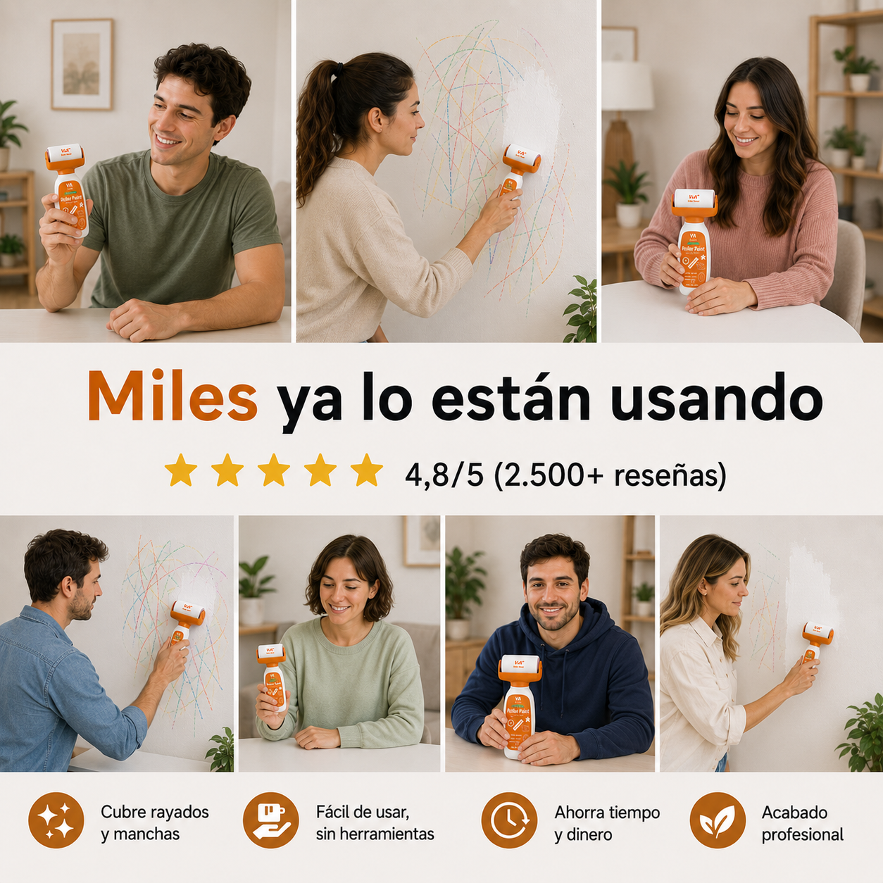2x1 SÓLO POR HOY / RenovaRoll™ / Rodillo de pintura reparador de paredes.