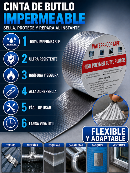 Pack 2x1 SÓLO POR HOY/ Fugastop™ / Cinta de butilo impermeable (10CM X 5 MT)