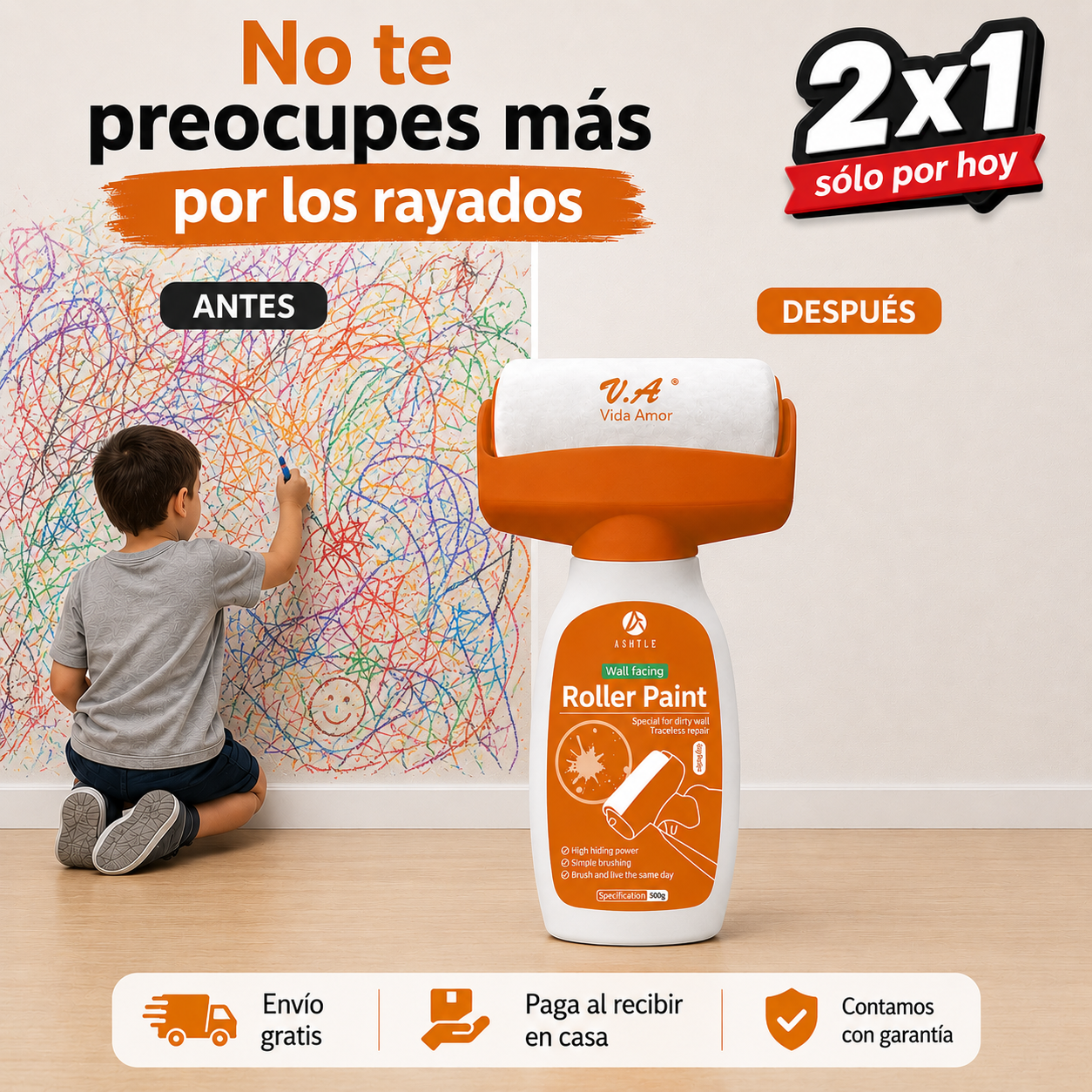 Pack 2x1 SÓLO POR HOY / RenovaRoll™ / Rodillo de pintura reparador de paredes.