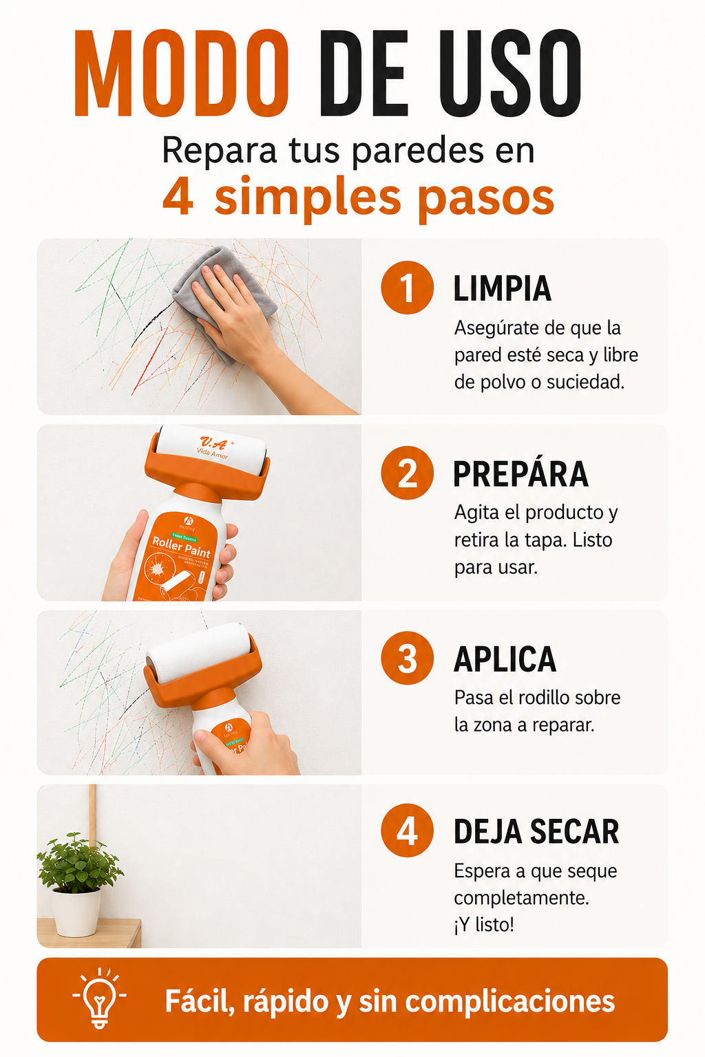2x1 SÓLO POR HOY / RenovaRoll™ / Rodillo de pintura reparador de paredes.