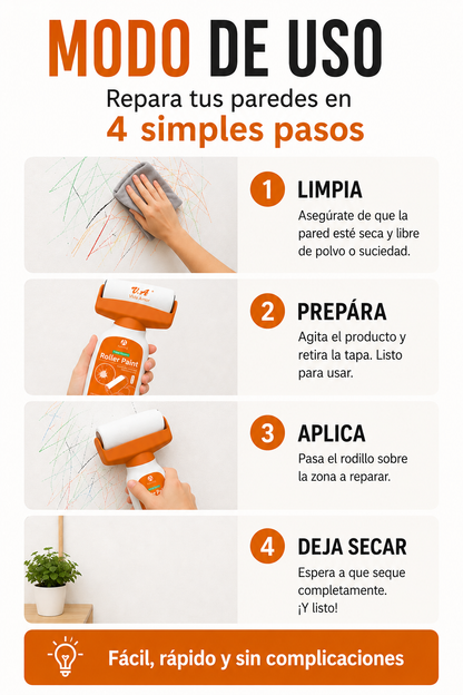 2x1 SÓLO POR HOY / RenovaRoll™ / Rodillo de pintura reparador de paredes.